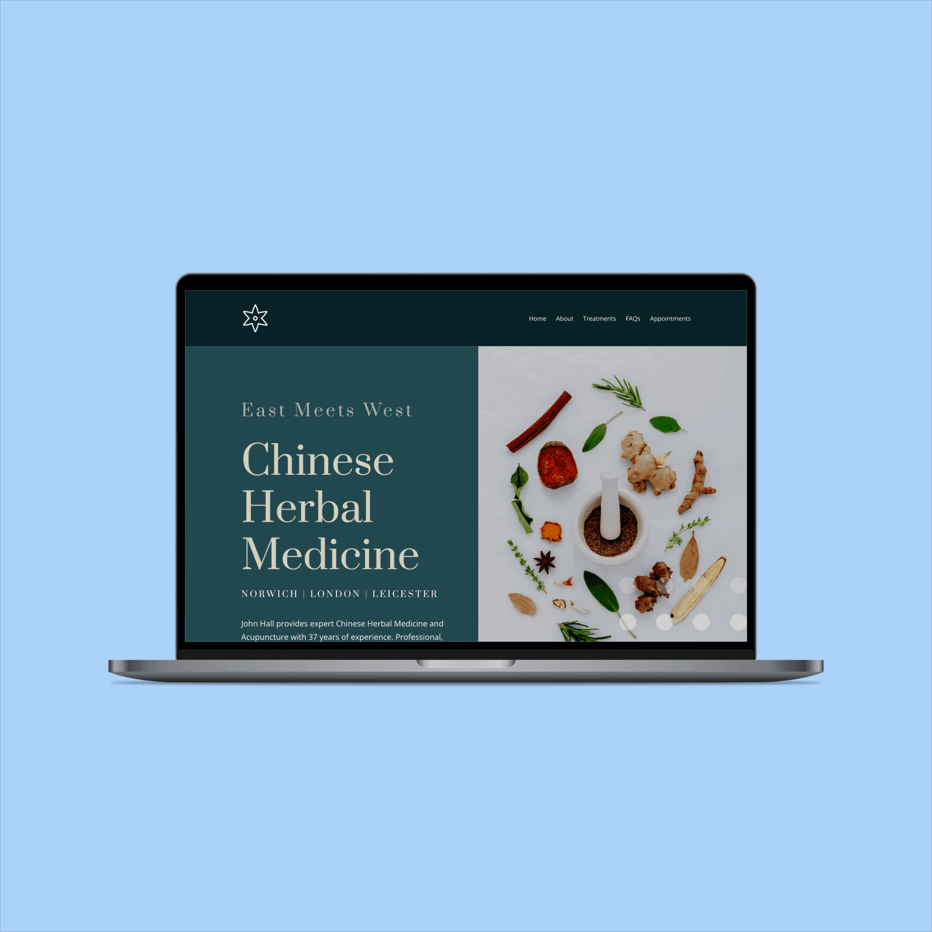 East Meets West WordPress Web Design - Desktop View