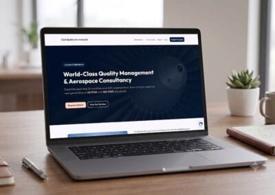 Mockup of the C&A Quality Services Website, shown on a laptop screen