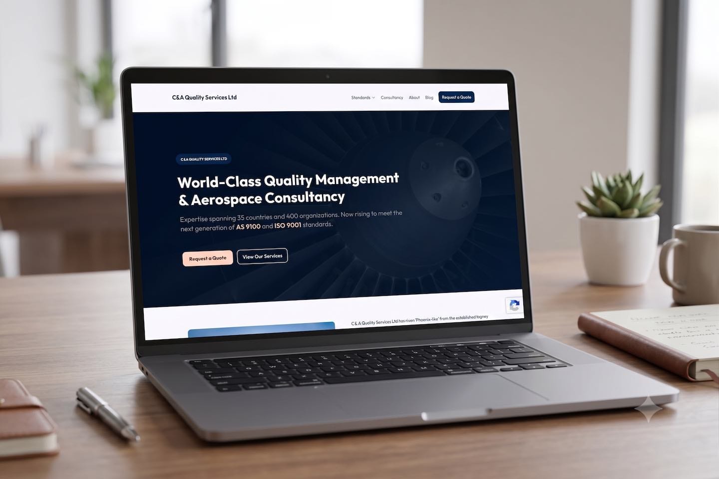 C&A Quality Services Website Mockup of the C&A Quality Services Website, shown on a laptop screen